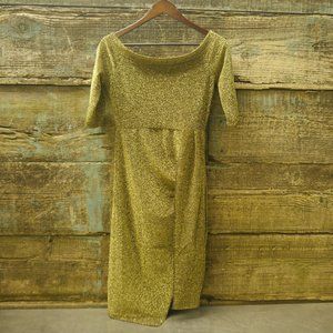 Black & Gold Front Split Cocktail Dress